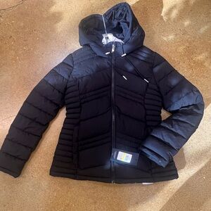 Tommy Hilfiger Women's black Zip-up Short Puffer Coat